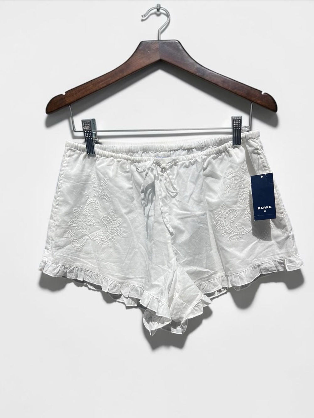 🌻NEW w/tag Parke x Target Woven Drawstring Shorts Cream Mid Rise Cotton Size M